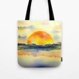 Watercolor Bright Sunset in Orange Tote Bag
