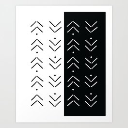 Arrow Lines Pattern 9 in Monochrome Art Print