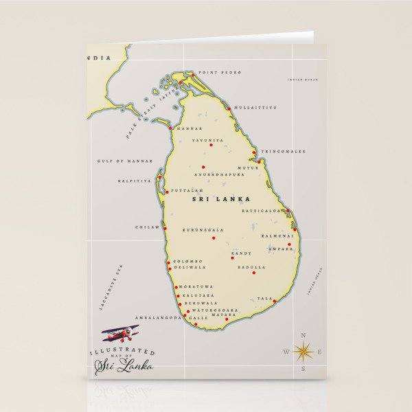 Illustrated Map Of Sri Lanka Stationery Cards by Nicks Emporium Society6
