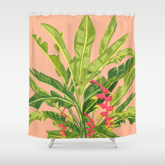 Birds of Paradise Heliconia Shower Curtain