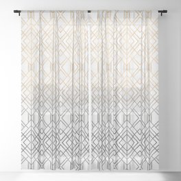 Gold And Grey Geo Sheer Curtain