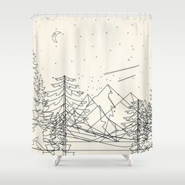 Minimal Line Mountain Beauty I Shower Curtain