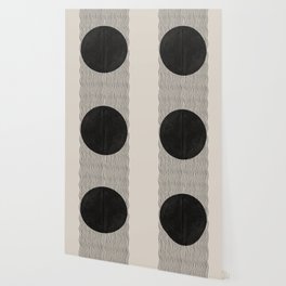 Woodblock Paper Art Wallpaper | Retro, Ink, Watercolor, Pattern, Moon, Geometric, Woodblock, Summer, Mid Century, Line Art 