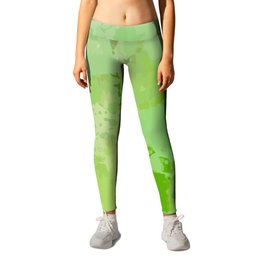 Green Watercolor Dripping Splat Wash Leggings