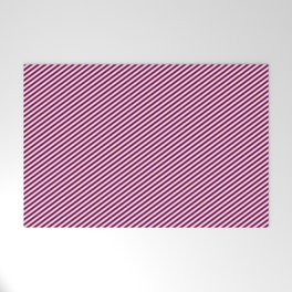 [ Thumbnail: Tan and Purple Colored Striped Pattern Welcome Mat ]