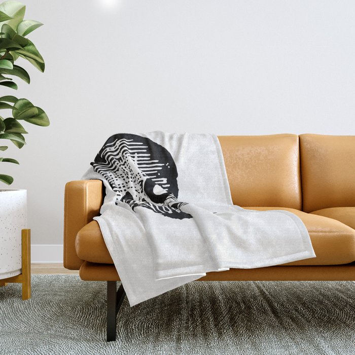 Skull with a beard by José Guadalupe Posada Throw Blanket