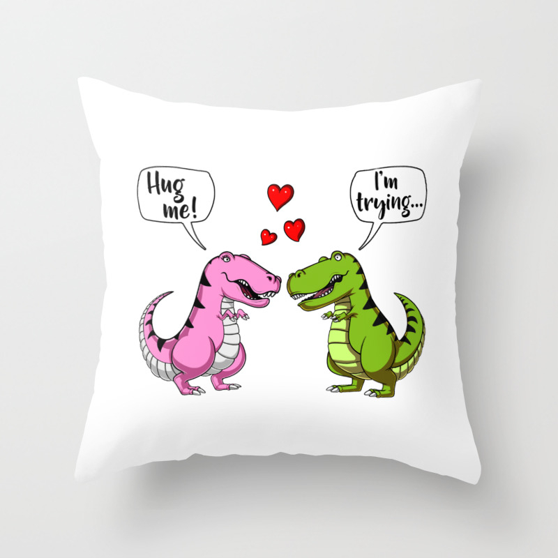T Rex Dinosaur Hug Me Cute Couple Joke Throw Pillow By Teecave