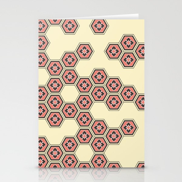 Brown Hexagonal Pattern Stationery Cards