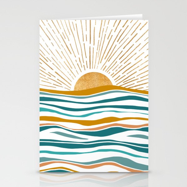 The Sun and The Sea - Gold and Teal Stationery Cards