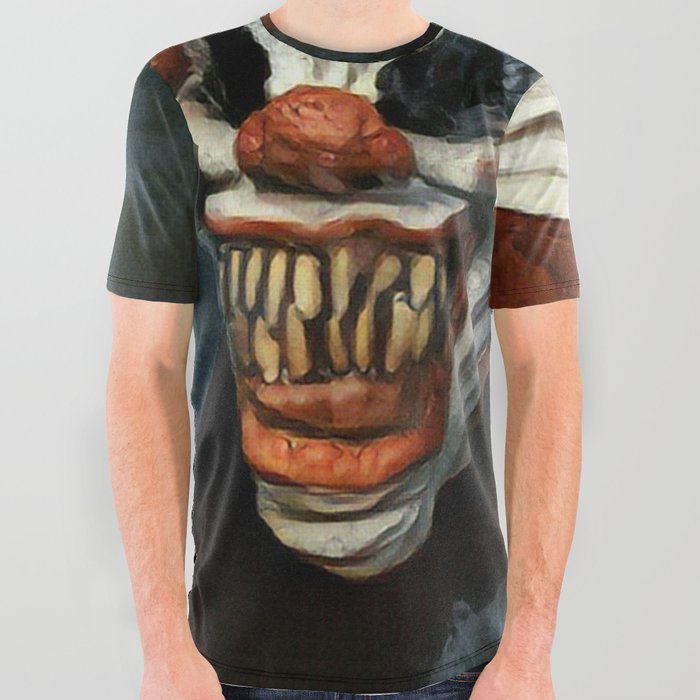 Scary Clown Blue Smoke All Over Graphic Tee