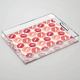 Pattern Lips in Red Lipstick Acrylic Tray