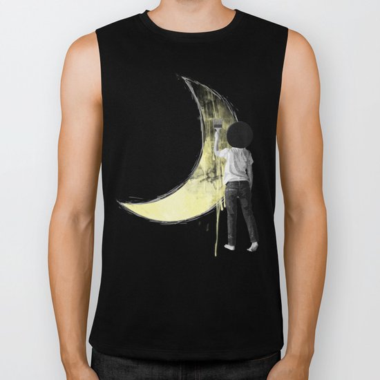 You asked me to paint you and I painted the moon Biker Tank
