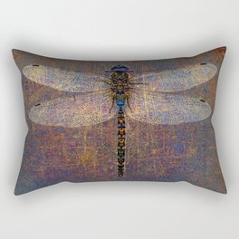 Dragonfly with Inverted Purple and Blue filter on distressed stone background  Rectangular Pillow