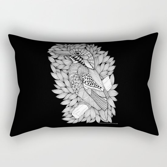 Zentangle Halcyon Black and White Illustration Rectangular Pillow