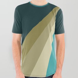 Green and blue diagonal retro stripes All Over Graphic Tee