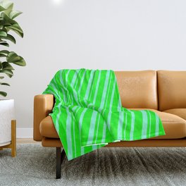 [ Thumbnail: Lime & Aquamarine Colored Striped Pattern Throw Blanket ]
