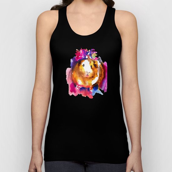 Guinea Pig in Flower Crown Unisex Tank Top