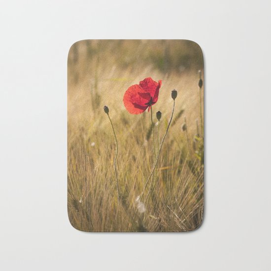 Poppies in a summerfield - Flowers Floral on #Society6 Bath Mat