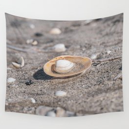 Seashells on the beach art print - coastal summer nature and travel photography Wall Tapestry