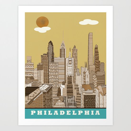 Philadelphia skyline vintage Art Print