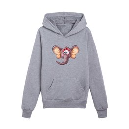 Scared Elephant, Cute Cartoon Child Drawing, Calm Colorful Illustration Art Kids Pullover Hoodies