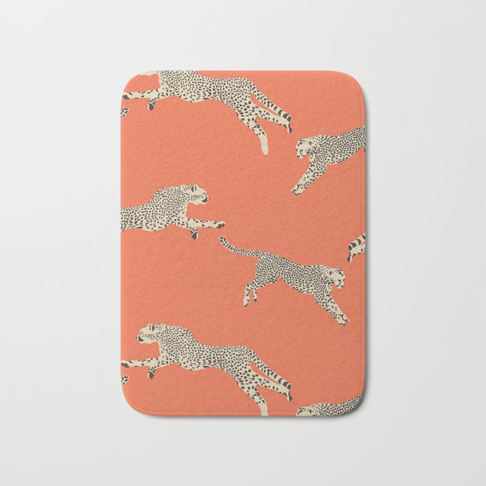 Leaping Cheetahs Tangerine Bath Mat