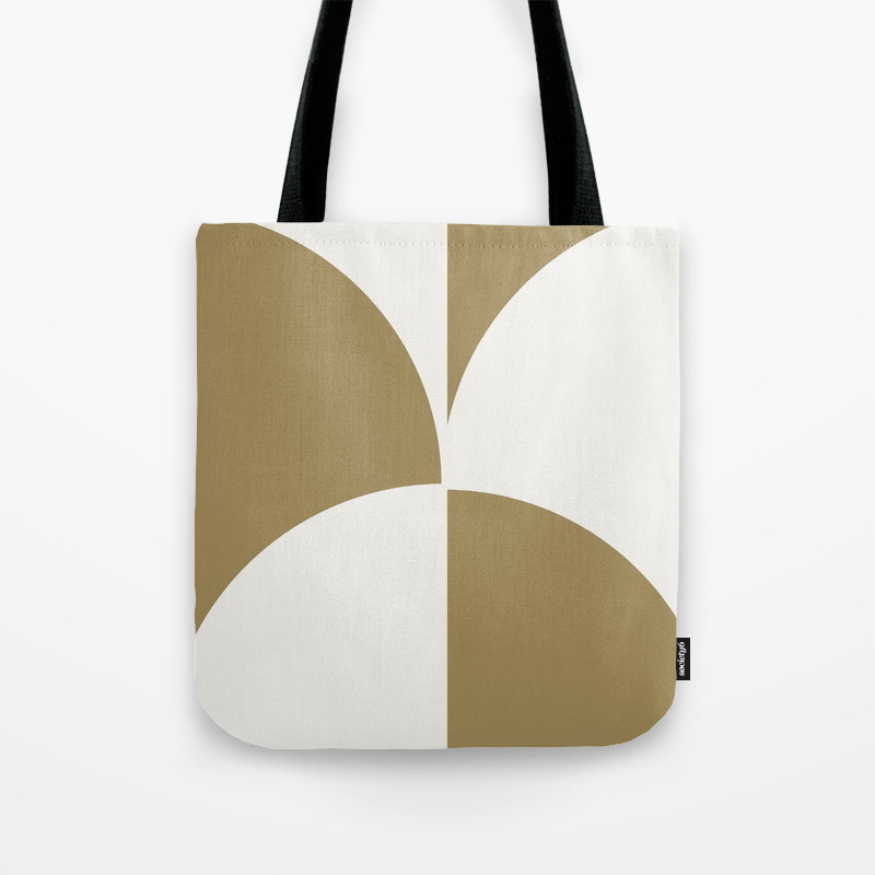white and gold tote bag