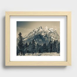 Perfect Peaks Of Grand Teton Mountain Range - Sepia Edition Recessed Framed Print