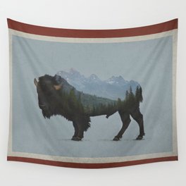 Wyoming Bison Flag Wall Tapestry