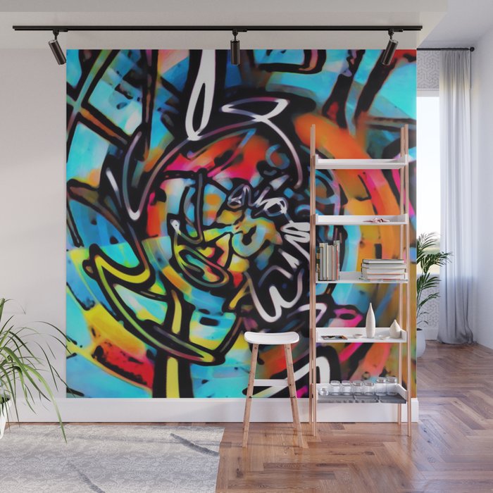 Streetart Chaos Colorful Graffiti Wall Mural By Bigtexfunkadelic