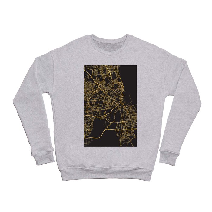 COPENHAGEN DENMARK GOLD ON BLACK CITY MAP Crewneck Sweatshirt