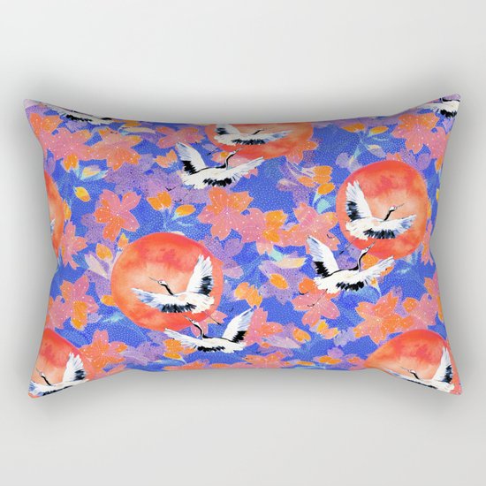 Japanese Garden: Cranes, Sun and Blossoms LT Rectangular Pillow