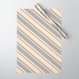 [ Thumbnail: Bisque & Dark Gray Colored Lines/Stripes Pattern Wrapping Paper ]