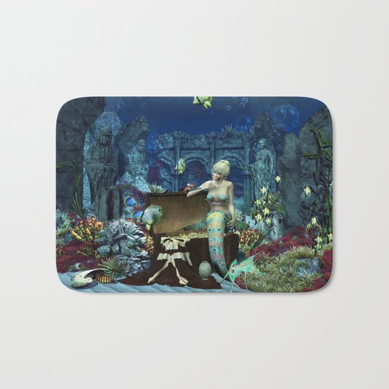 Wonderful mermaid with cute crab Bath Mat