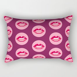 Valentine's retro pixel lips circles burgundy Rectangular Pillow