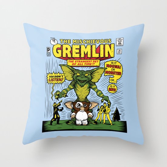The Mischievous Gremlin Throw Pillow