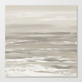 Coastal Waves 5 - Abstract Modern - Gray White Cream Taupe Greige Grey Beige Taupe Canvas Print