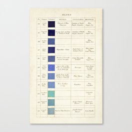 Blues by Patrick Syme from "Werner’s Nomenclature of Colours" (1821) Canvas Print
