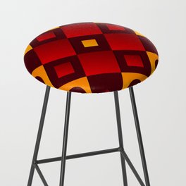Red, Brown & Yellow Color Square Design Bar Stool