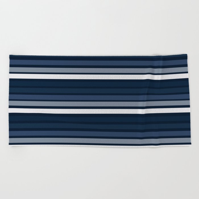 Blue Elegant Modern Stripes Pattern Beach Towel