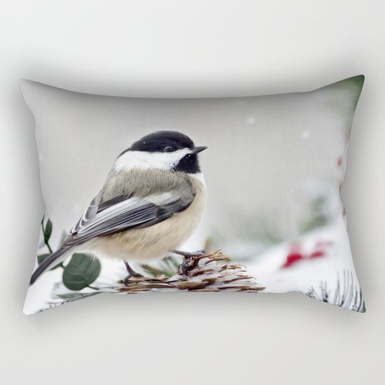 Winter Chickadee Rectangular Pillow