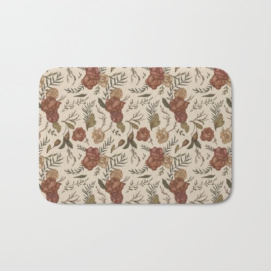 Antique Floral Pattern Bath Mat