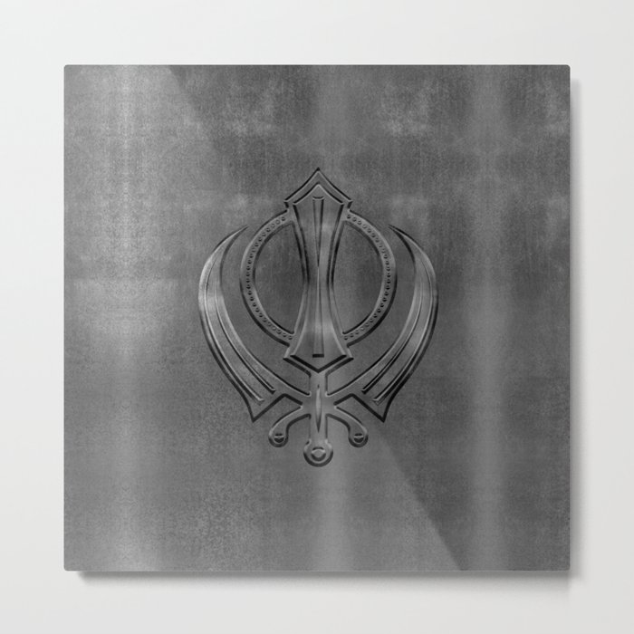 Metallic Embossed Khanda symbol Metal Print