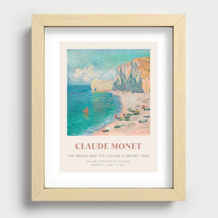 Monet Art Exhibition: The Beach and the Falaise d'Amont Recessed Framed Print