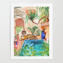 Tiger by the pool Poster