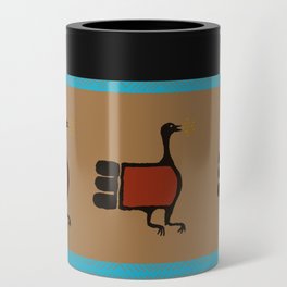 Turkey Petroglyph with Turquoise  Can Cooler