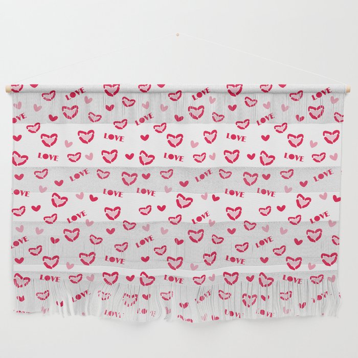 Love pattern. Red whis pink colors Wall Hanging