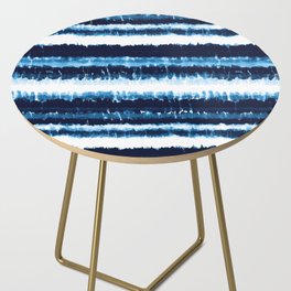 Watercolor Tiedye Ombre Indigo Shibori Stripes. Summer Ocean Blue or Navy Nautical Boy Theme Side Table