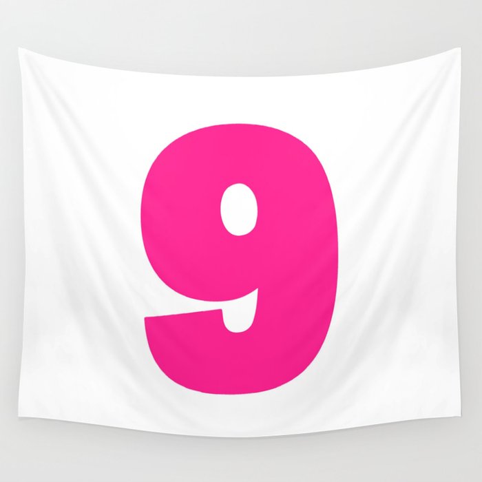 9 (Dark Pink & White Number) Wall Tapestry