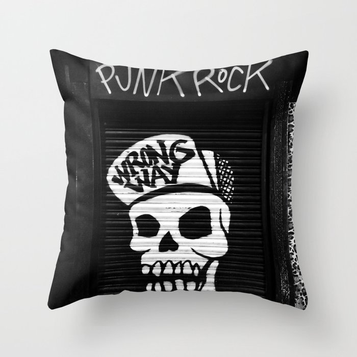 Punk rock American Graffiti ride or die black and white photograph - photography - photographs Throw Pillow